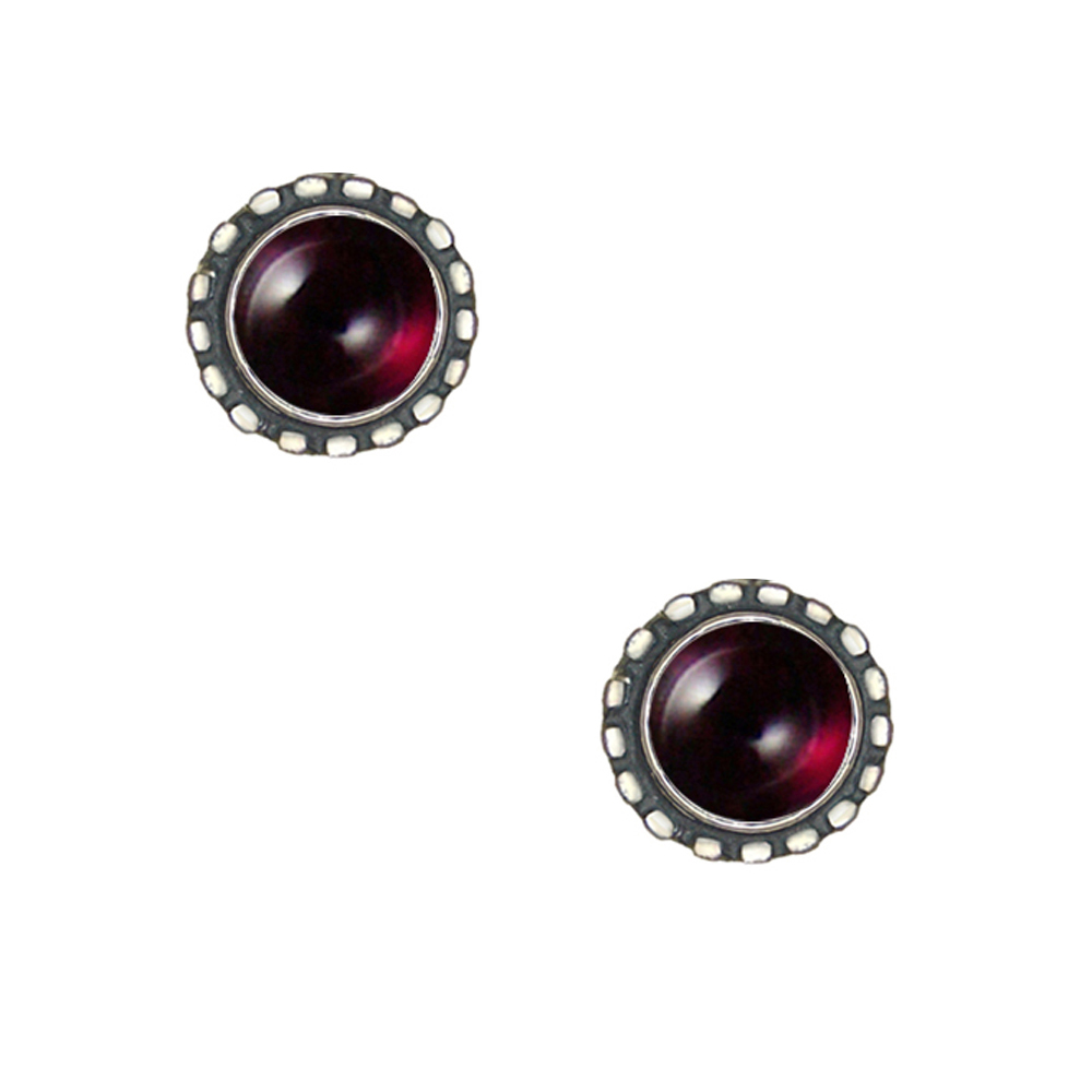 Sterling Silver Petite Garnet Post Stud Earrings